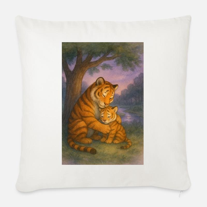 Tigerliebe im Abendlicht - Sofakissen mit Füllung 45 x 45 cm - Naturweiß