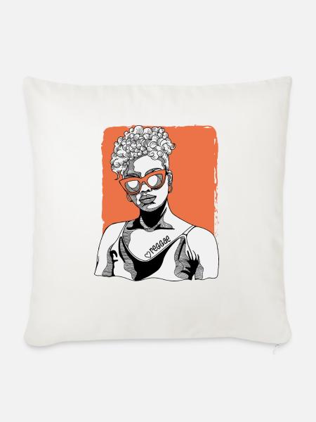 Frau Mit Reggae-tattoo - Sofakissen mit Füllung 45 x 45 cm - Naturweiß 