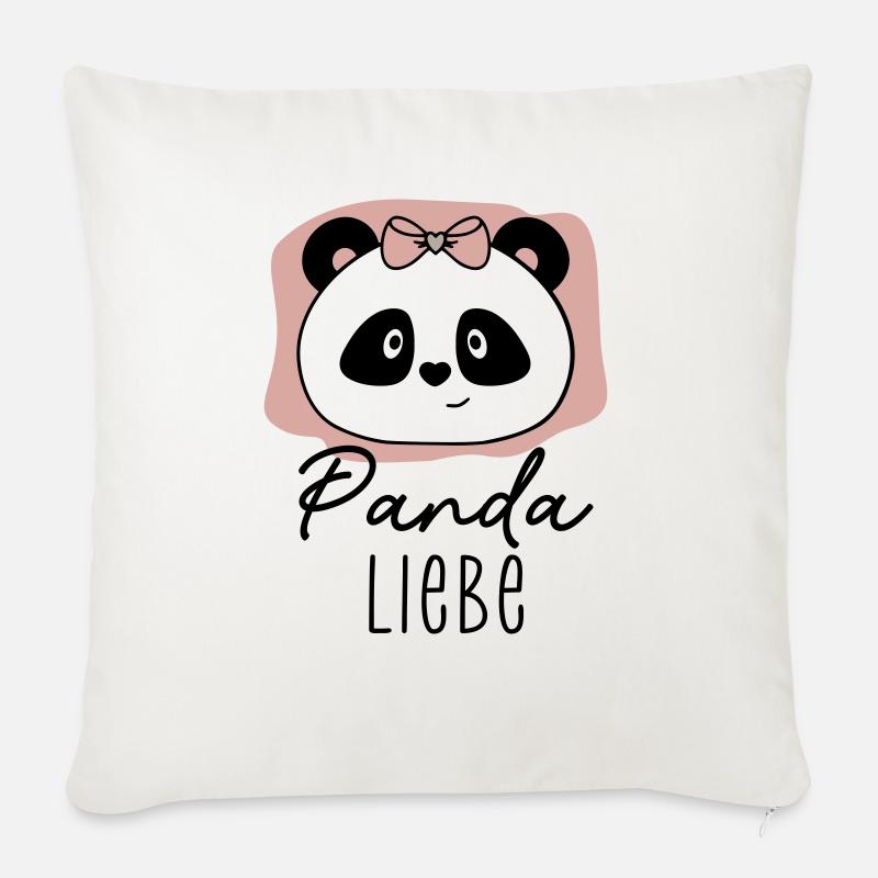 Panda Liebe - Sofakissen mit Füllung 45 x 45 cm - Naturweiß