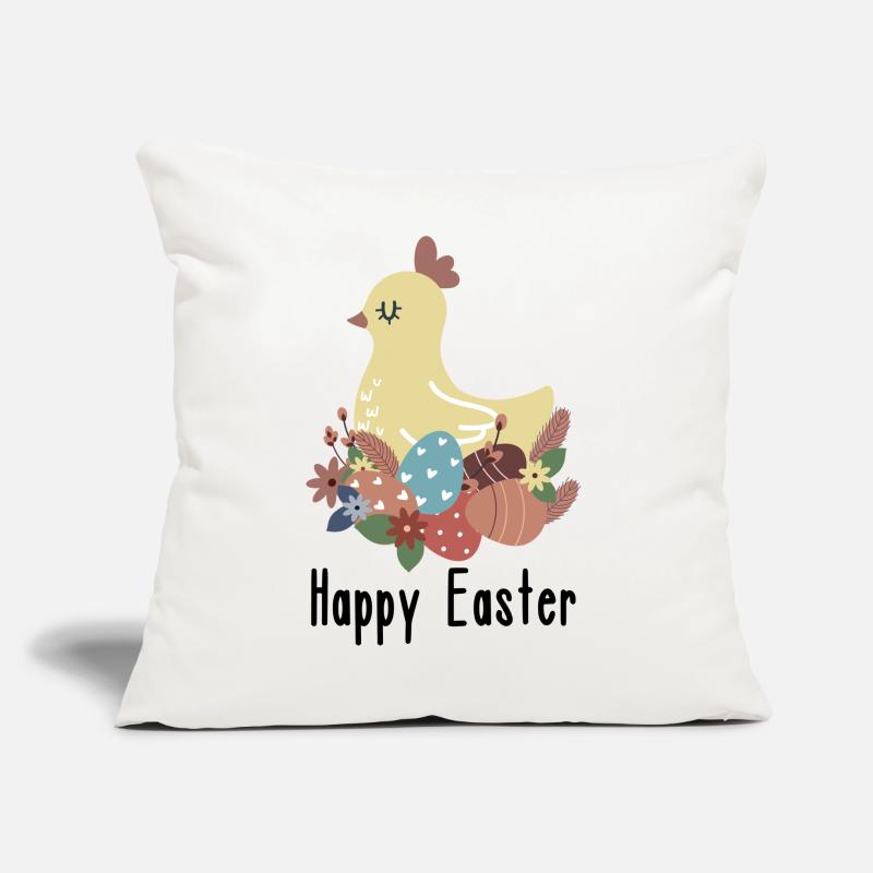 Happy Easter | Hen in the nest with Easter eggs | Boho Sofa pillow with filling 45cm x 45cm