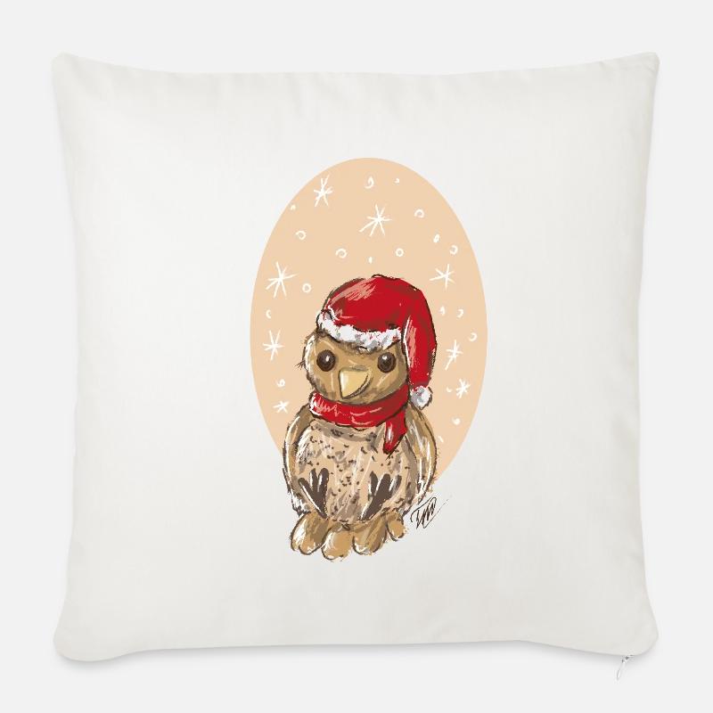Bruant oiseau de Noël - Coussin et housse de 45 x 45 cm - blanc nature