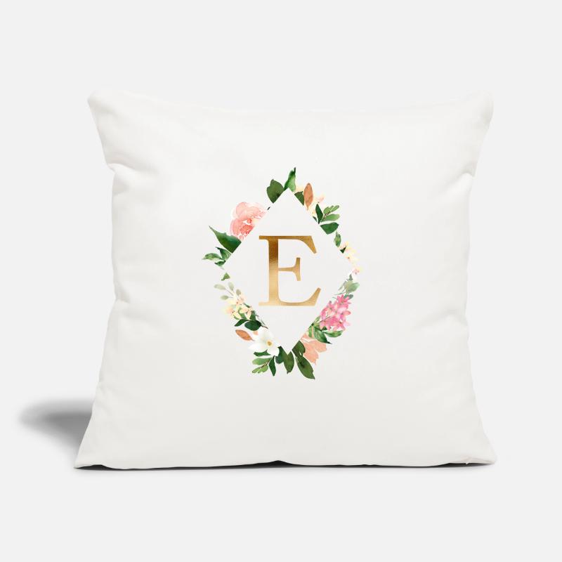 Flowers Bouquet Boho Monogram E customizable Sofa pillow with filling 45cm x 45cm