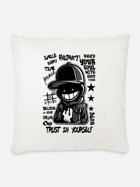 Hip hop lives - motivation yourself - Sofakissen mit Füllung 45 x 45 cm - Naturweiß