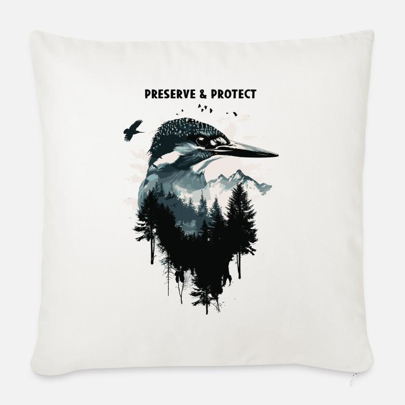 Preserve & Protect Eisvogel Vogel - Sofakissen mit Füllung 45 x 45 cm - Naturweiß 