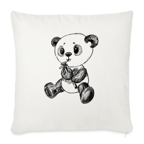 Panda björn svart scribblesirii - Soffkudde med stoppning 45 x 45 cm