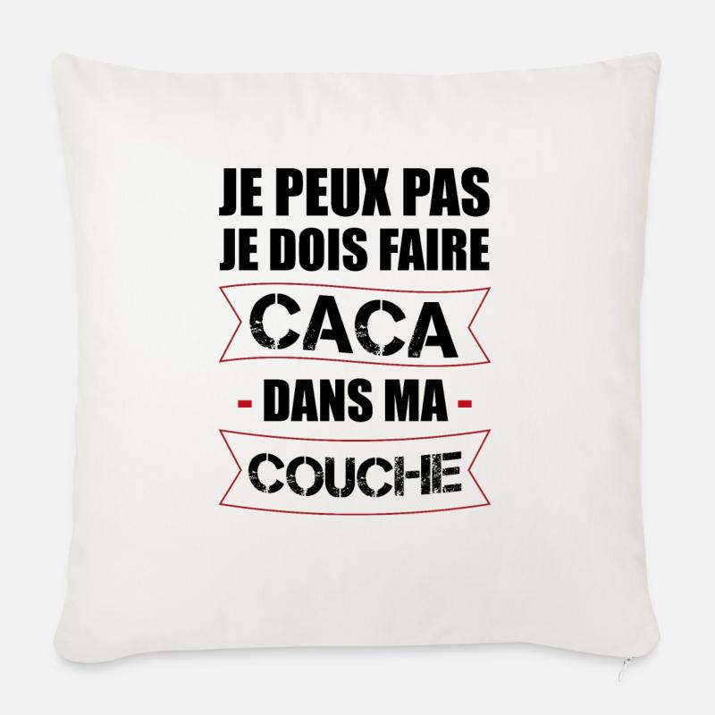 caca couche | couche culotte bébé retraité - Coussin et housse de 45 x 45 cm - blanc nature