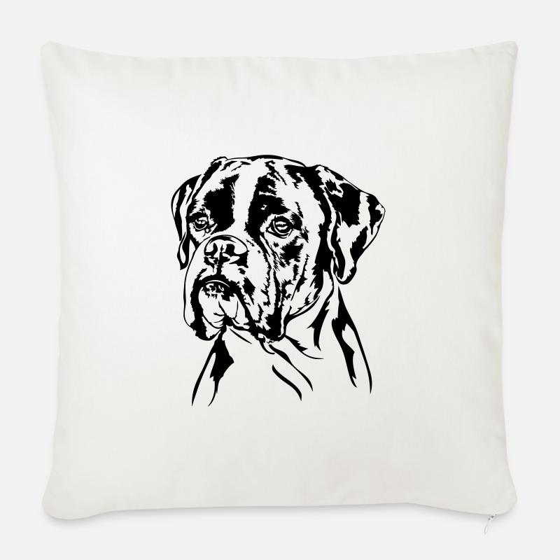 Deutscher BOXER Hunde Hundeportrait Hund Wilsigns - Sofakissen mit Füllung 45 x 45 cm - Naturweiß