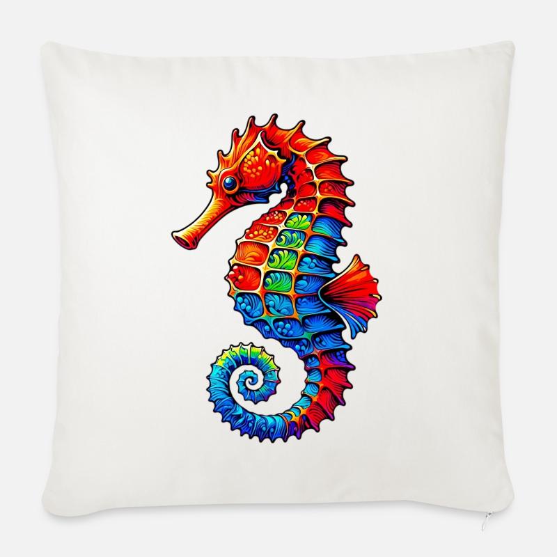 Seepferdchen - Sofakissen mit Füllung 45 x 45 cm - Naturweiß 