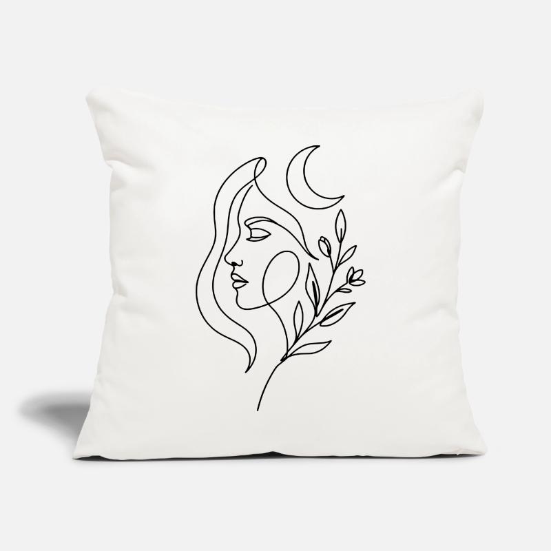 Femme céleste minimaliste avec des éléments botaniques Coussin et housse de 45 x 45 cm