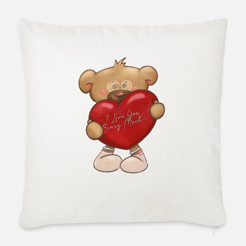Je t’aime beaucoup - Saint-Valentin - Coussin et housse de 45 x 45 cm - blanc nature