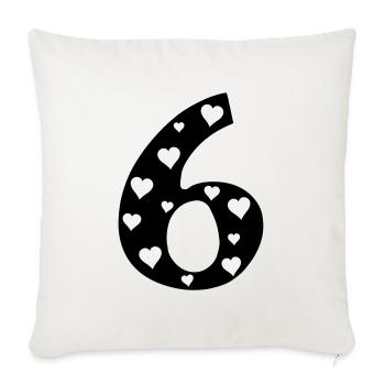 6 Anniversaire avec cœur - Coussin et housse de 45 x 45 cm - blanc nature - Devant