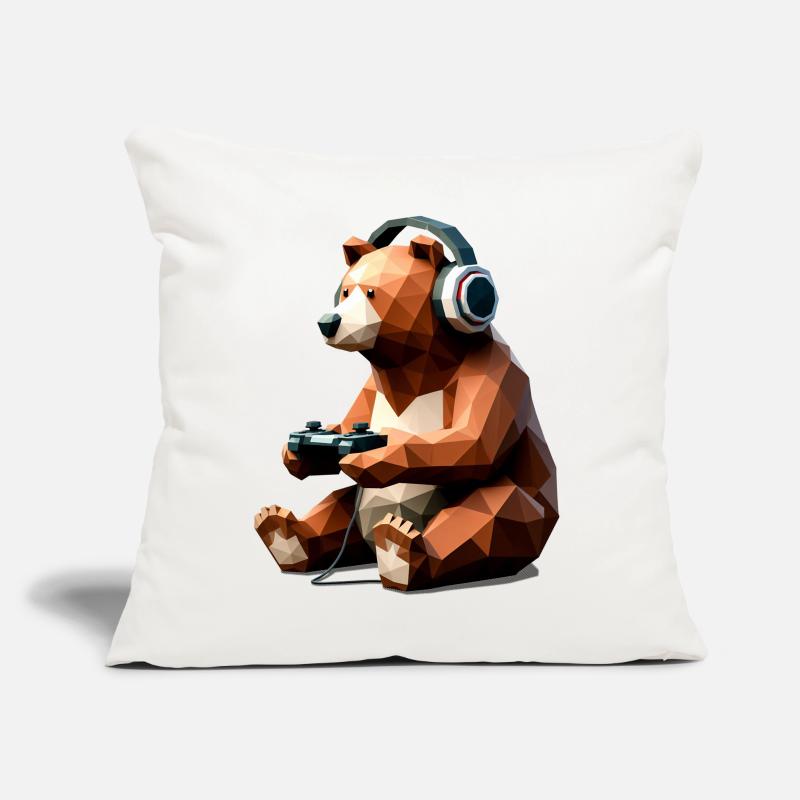 Gaming Bear with Headset & Controller Sofa pillow with filling 45cm x 45cm