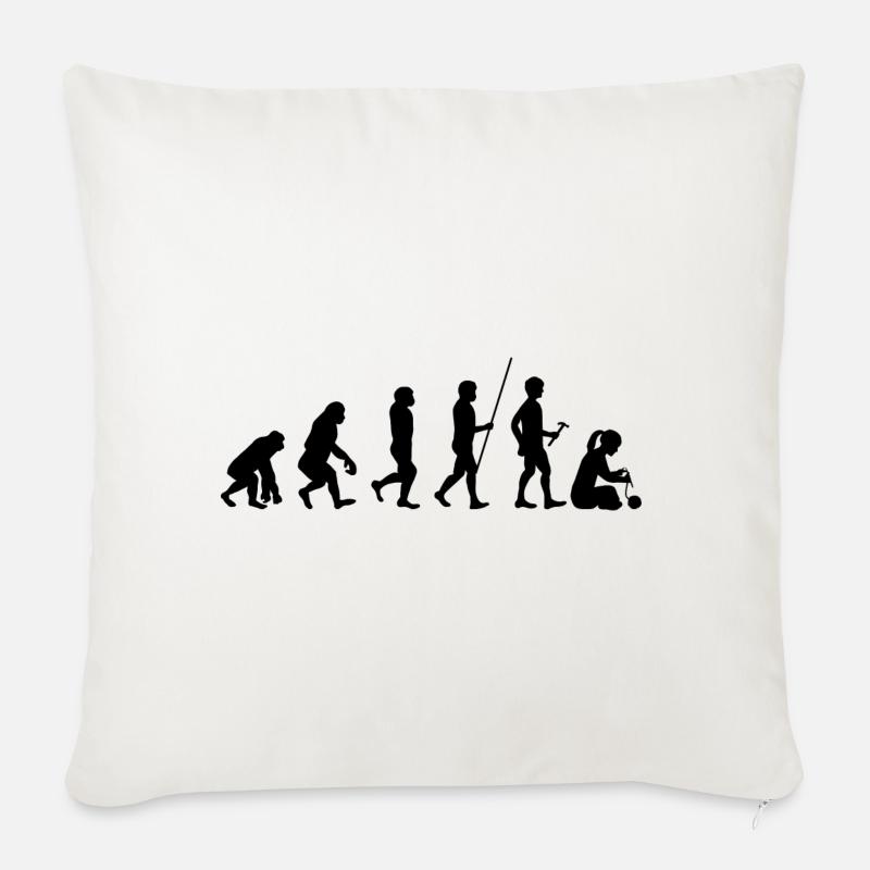 Evolution Stricken Hobby Handarbeit Wolle Geschenk - Sofakissen mit Füllung 45 x 45 cm - Naturweiß 