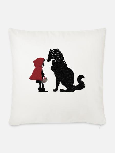 Rotkäppchen und der böse Wolf - Sofakissen mit Füllung 45 x 45 cm - Naturweiß