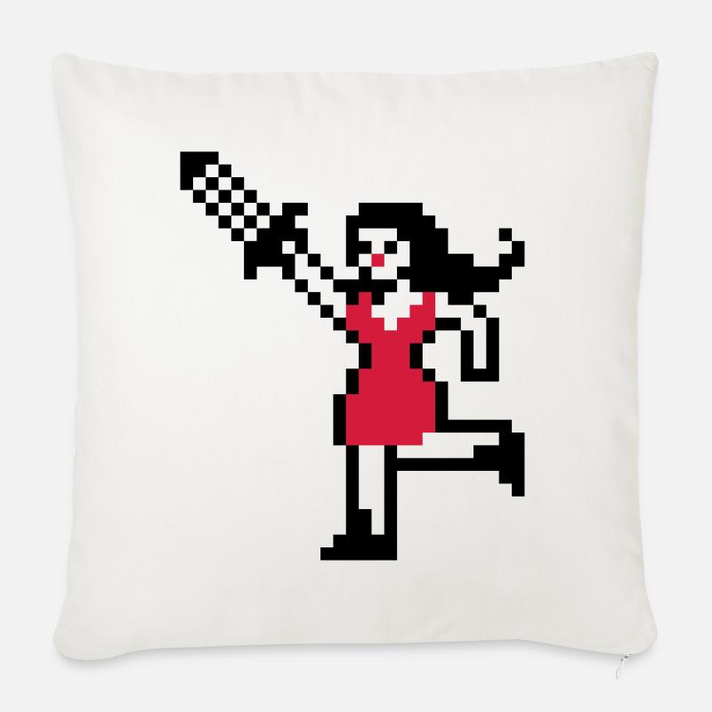 La fille à l'épée - Coussin et housse de 45 x 45 cm - blanc nature