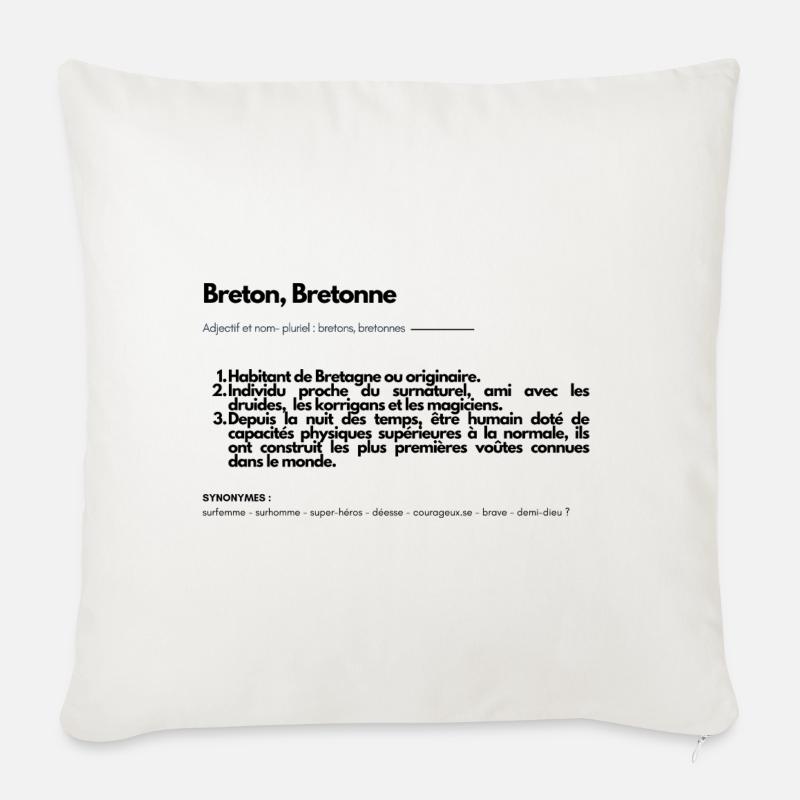 Définition breton - bretonne - Coussin et housse de 45 x 45 cm - blanc nature