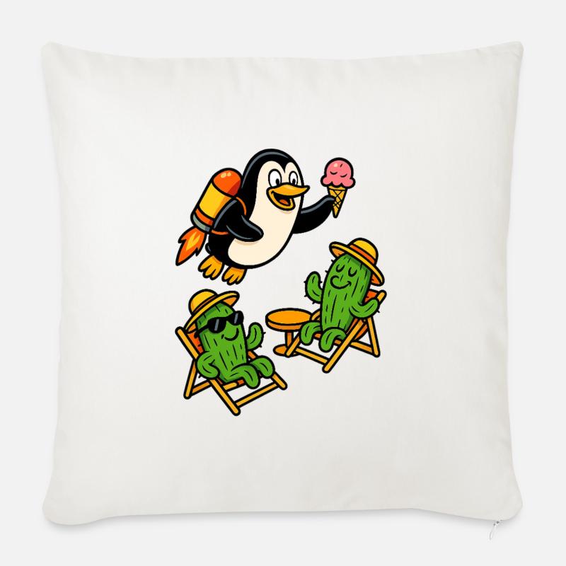 Jetpack Pinguin - Sofakissen mit Füllung 45 x 45 cm - Naturweiß 