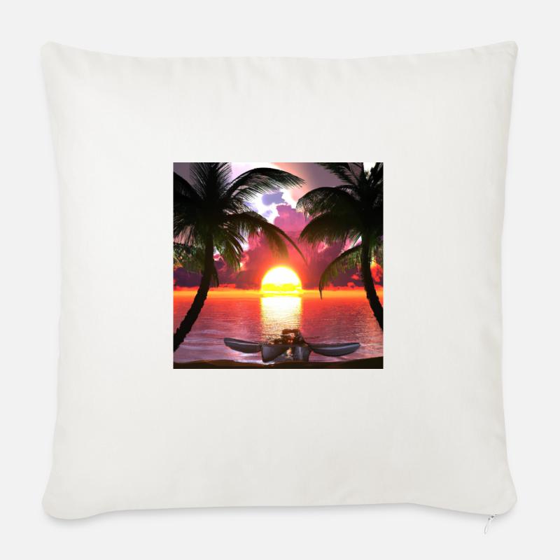 Coucher de soleil - Coussin et housse de 45 x 45 cm - blanc nature