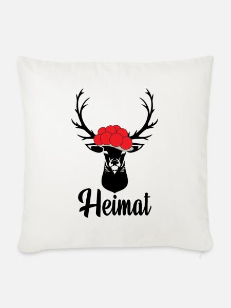 Heimat Schwarzwald Bollenhut Hirsch Aufkleber - Sofakissen mit Füllung 45 x 45 cm - Naturweiß 