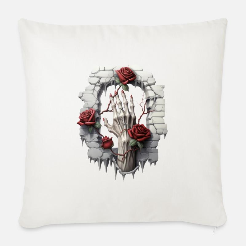 Rosen und Illustrationen: Eine Gothic-Sammlung - Sofakissen mit Füllung 45 x 45 cm - Naturweiß 