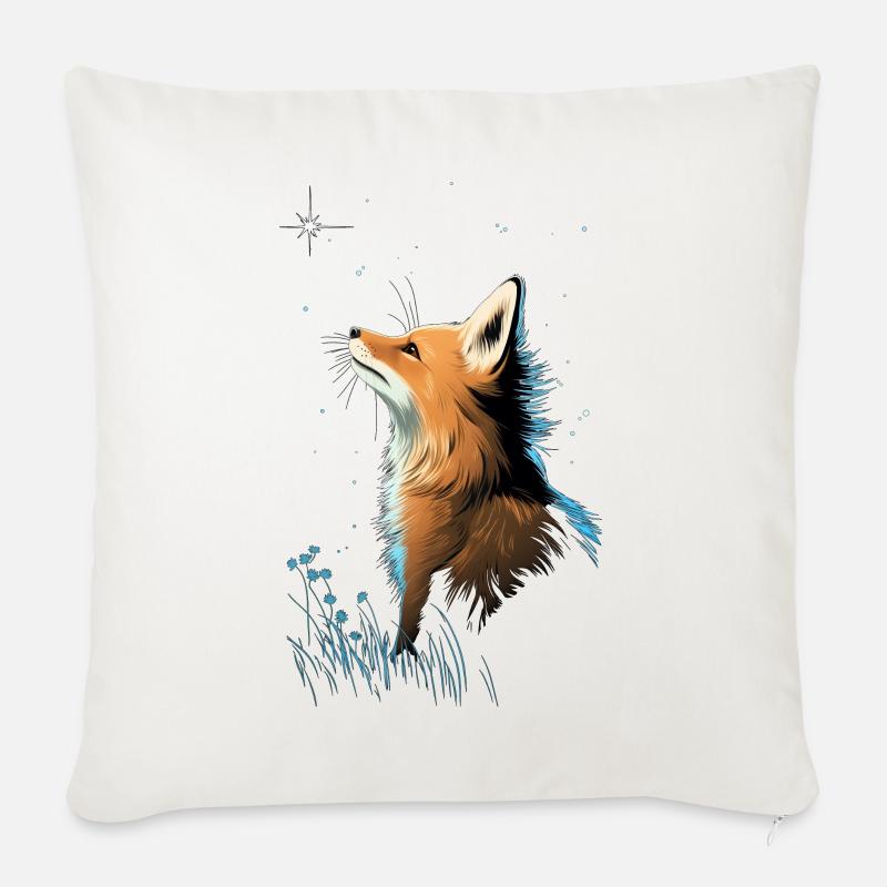 Fuchs mit Sternenhimmel - Sofakissen mit Füllung 45 x 45 cm - Naturweiß 