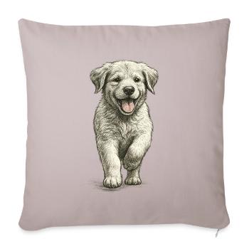 "Kleine Fellnase" - Welpe Golden Retriever - Sofakissen mit Füllung 45 x 45 cm - helles Taupe - Vorne