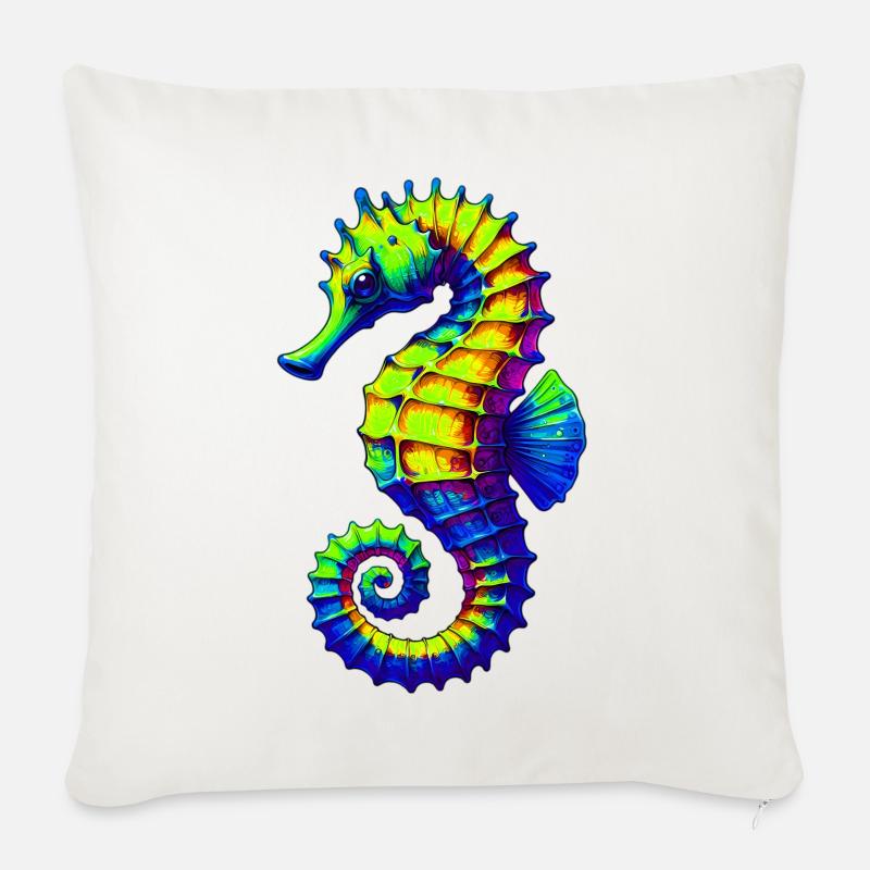 Seepferdchen - Sofakissen mit Füllung 45 x 45 cm - Naturweiß 
