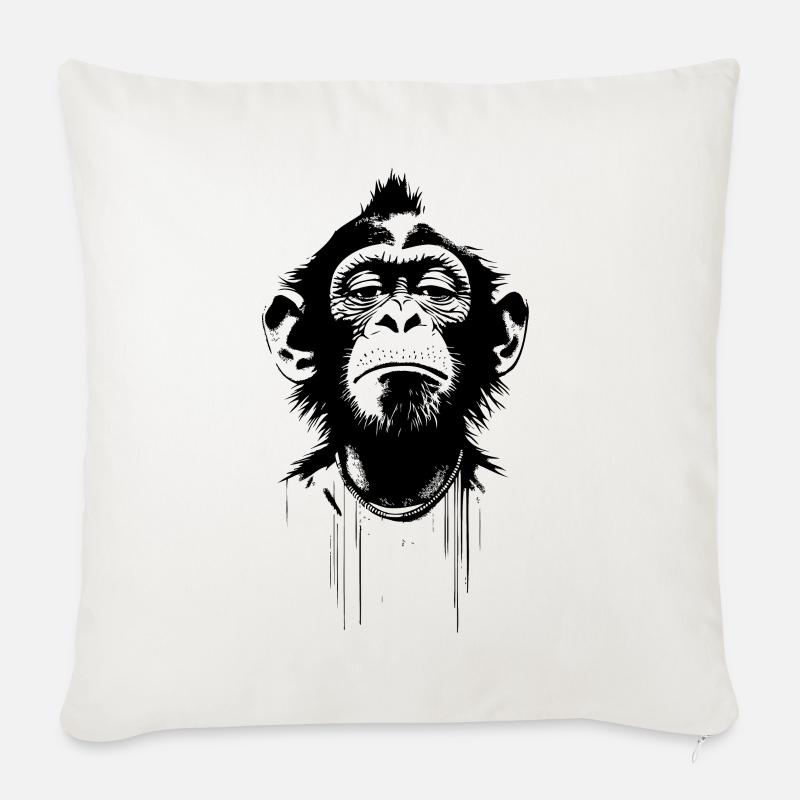 Eingebildeter Affe im Banksy Style - Sofakissen mit Füllung 45 x 45 cm - Naturweiß 