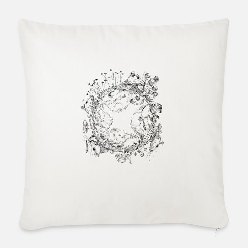 course de rat / course de rat / champignons - Coussin et housse de 45 x 45 cm - blanc nature