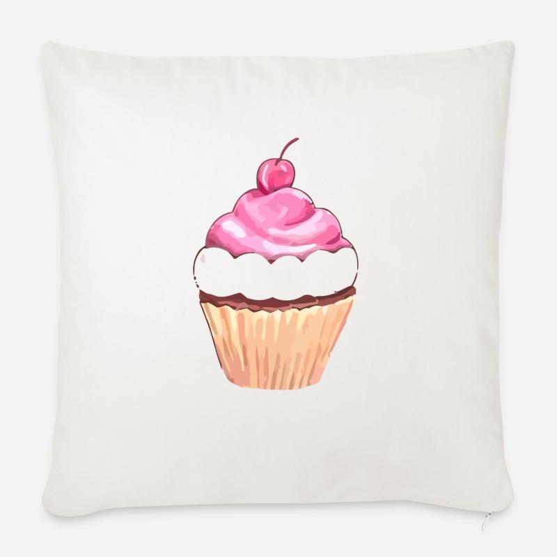 Cupcake mit Kirsche - Sofakissen mit Füllung 45 x 45 cm - Naturweiß 