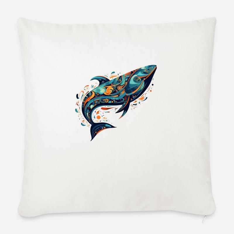 Whale - Abstract - Sofa pillow with filling 45cm x 45cm - natural white