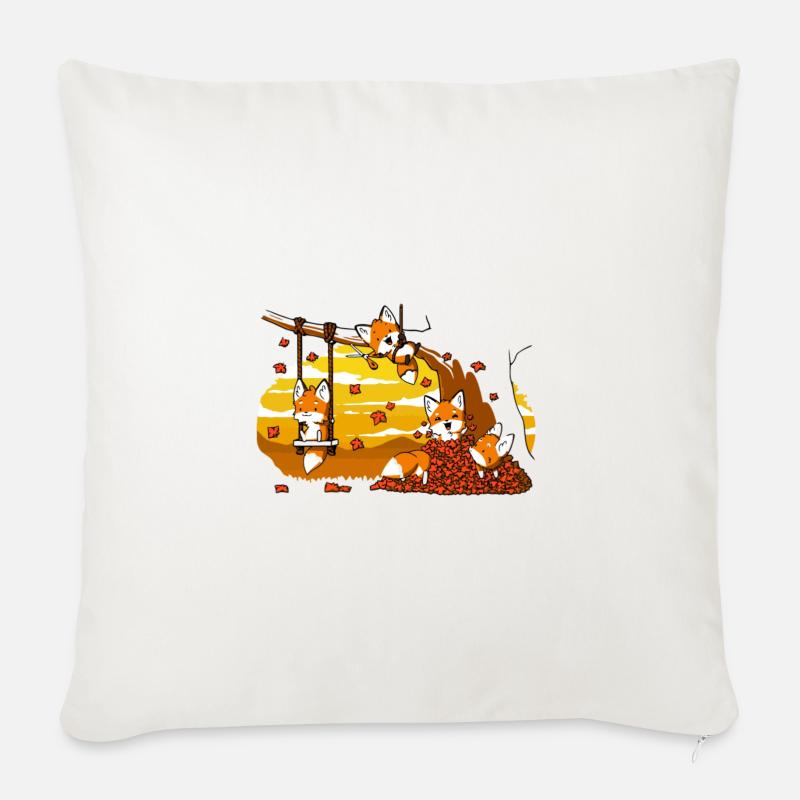 Renard Automne - Coussin et housse de 45 x 45 cm - blanc nature