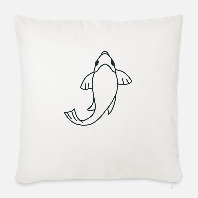 Einzelne Koi-Schwimmfische - Sofakissen mit Füllung 45 x 45 cm - Naturweiß 