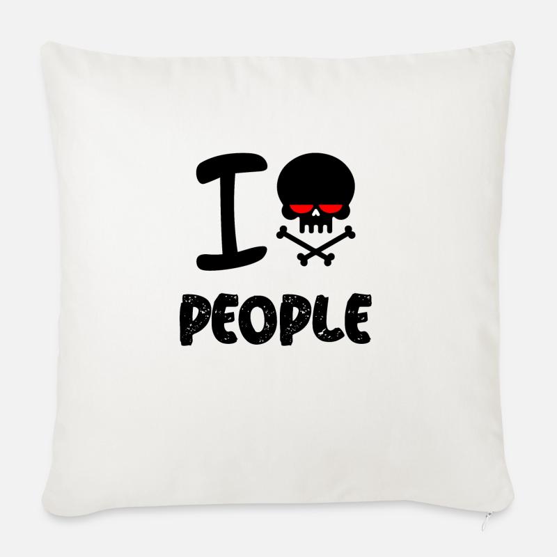I Hate People - Coussin et housse de 45 x 45 cm - blanc nature