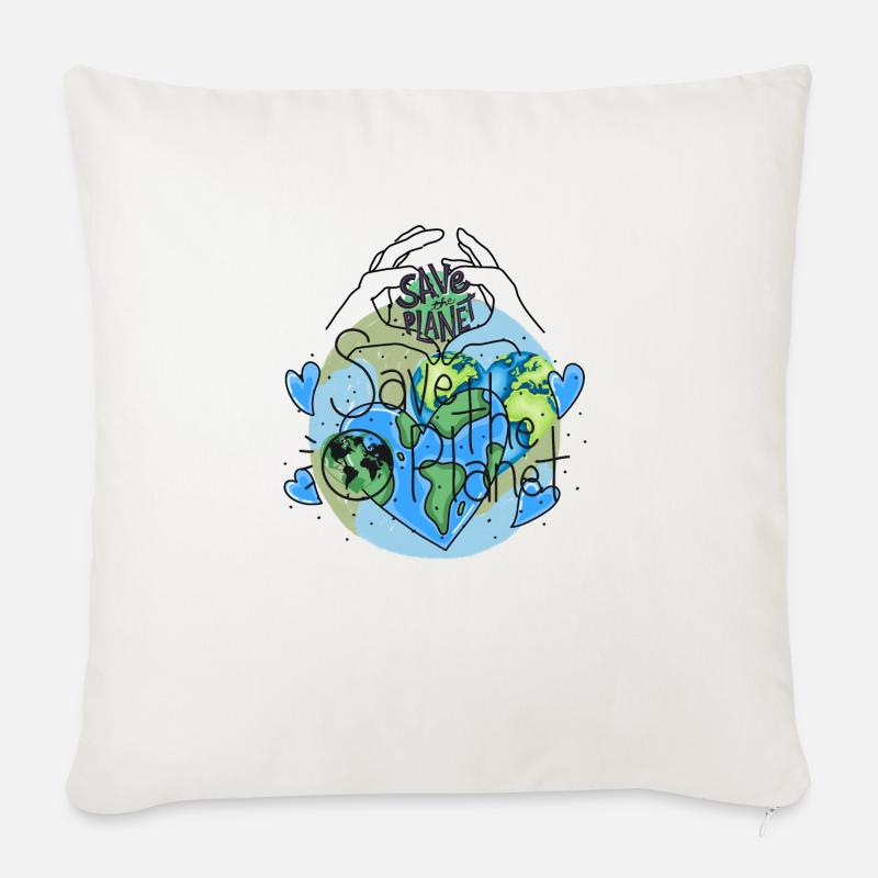 Save the planet - Coussin et housse de 45 x 45 cm - blanc nature