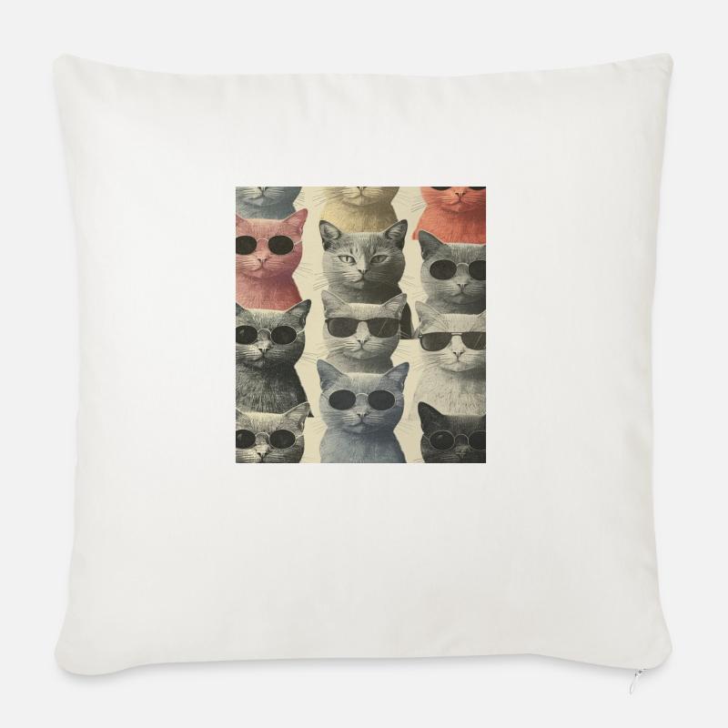 Katzen mit Brille - Sofakissen mit Füllung 45 x 45 cm - Naturweiß 