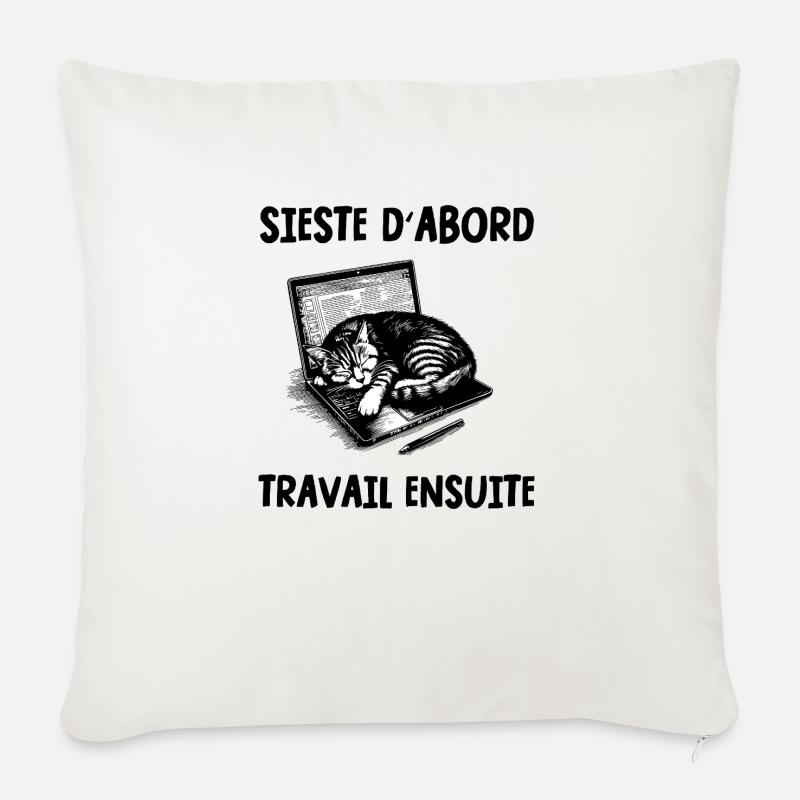 sieste d'abord - Coussin et housse de 45 x 45 cm - blanc nature