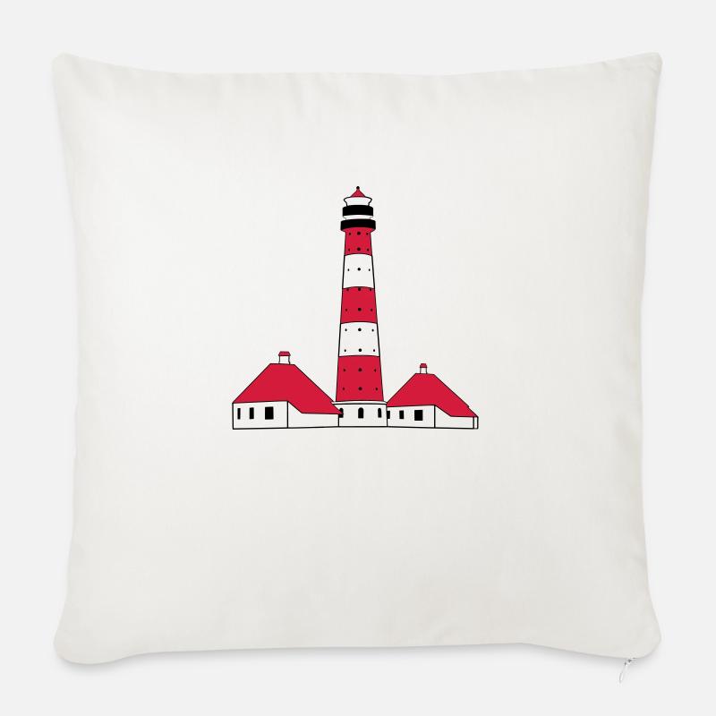 Westerhever Leuchtturm - Sofakissen mit Füllung 45 x 45 cm - Naturweiß 