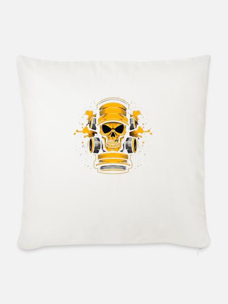 Gasmaske mit Totenkopf - Sofakissen mit Füllung 45 x 45 cm - Naturweiß 