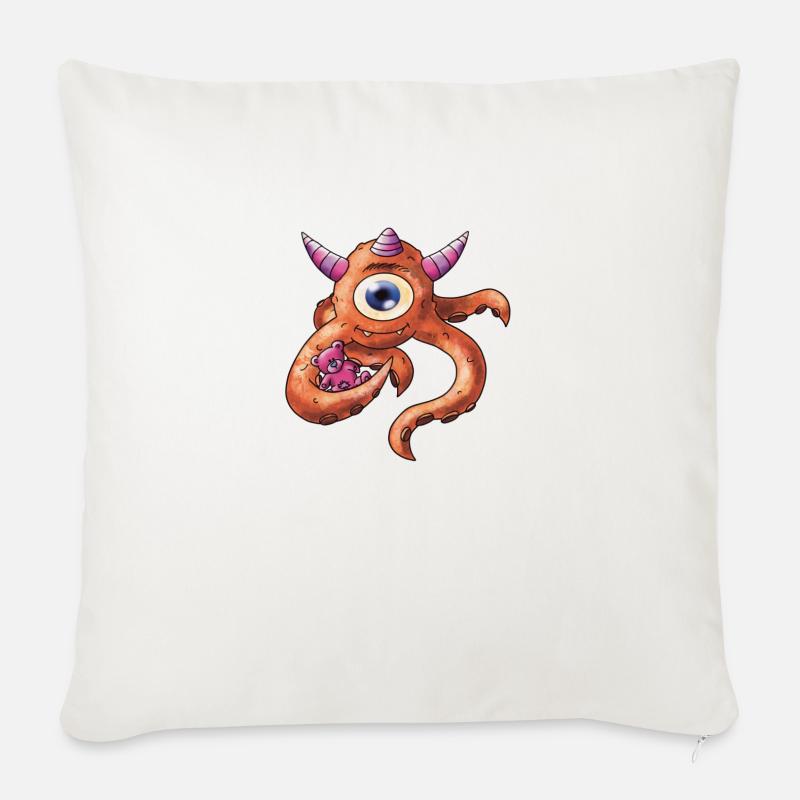 Monstre cyclope - Coussin et housse de 45 x 45 cm - blanc nature