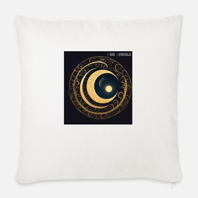 Two Spirals - lune et spirales - Coussin et housse de 45 x 45 cm - blanc nature