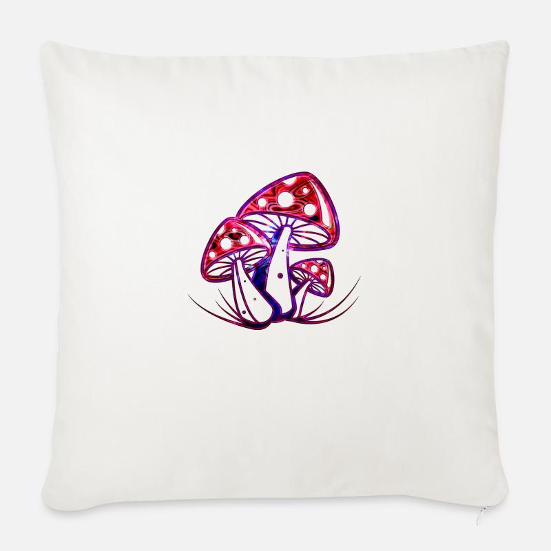 Champignons n° 01 - Design A - Coussin et housse de 45 x 45 cm - blanc nature