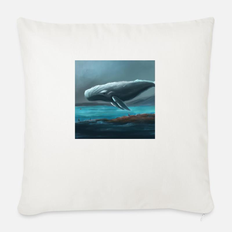 Wal schwebt am Himmel - Sofakissen mit Füllung 45 x 45 cm - Naturweiß 