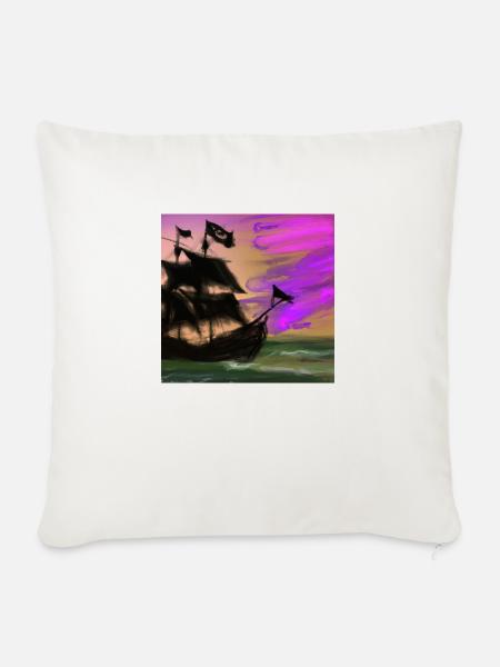 Piratenschiff - Sofakissen mit Füllung 45 x 45 cm - Naturweiß 