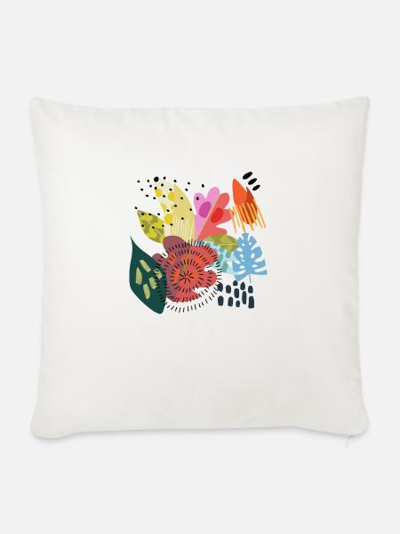 Blaetter Minimalistisch - Sofakissen mit Füllung 45 x 45 cm - Naturweiß