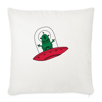UFO Ausländer Bauer Landwirt tier Kind Baby - Sofakissen mit Füllung 45 x 45 cm - Naturweiß  - Vorne