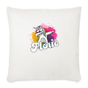 FLORIS - Schöner Jungen Name mit Coolem Einhorn - Sofakissen mit Füllung 45 x 45 cm - Naturweiß  - Vorne