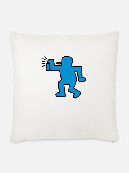 Graffiti-Mann - Sofakissen mit Füllung 45 x 45 cm - Naturweiß 