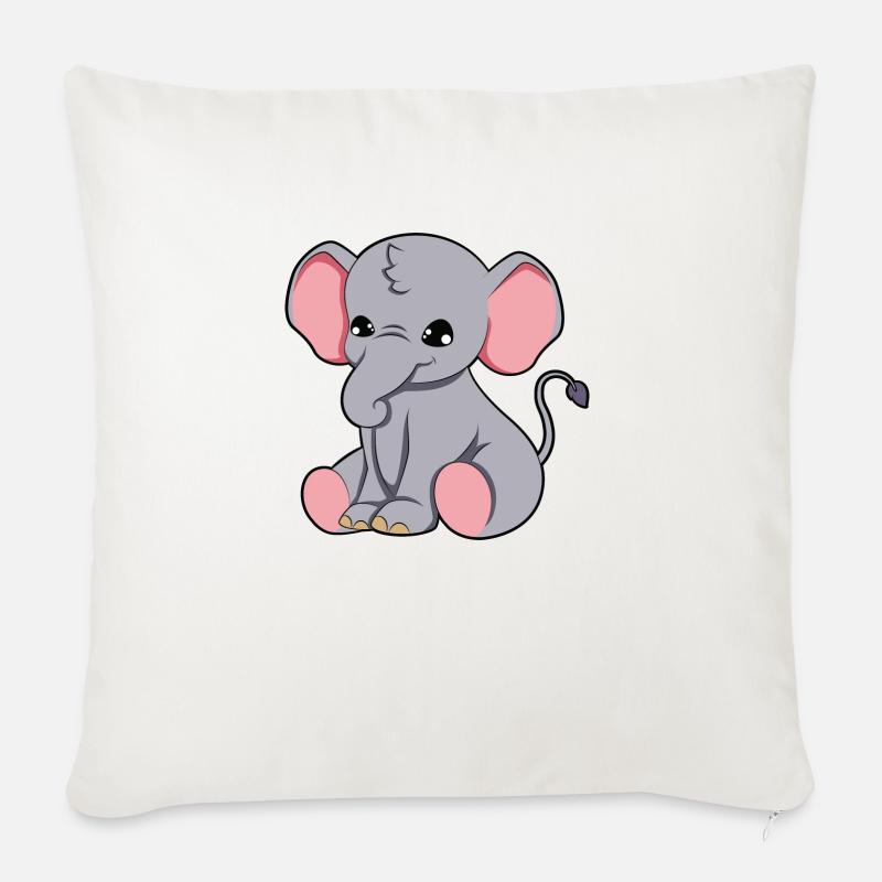 Elefant - Sofakissen mit Füllung 45 x 45 cm - Naturweiß 