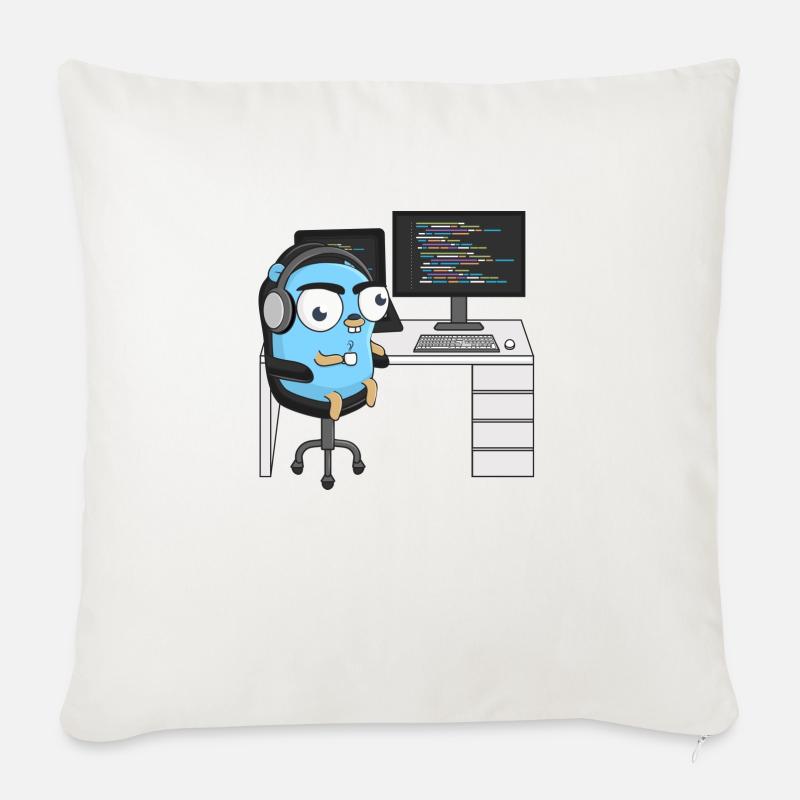 Gopher Coding - Sofa pillow with filling 45cm x 45cm - natural white